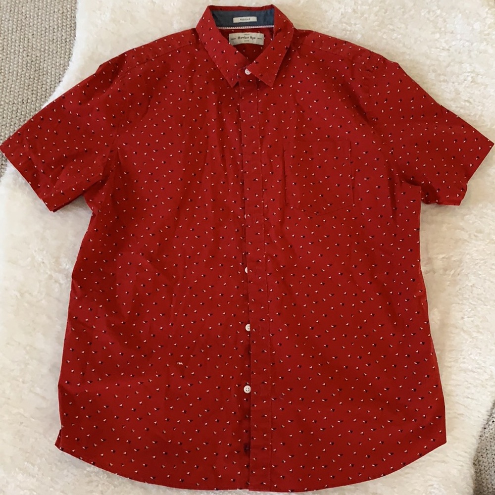 Hawker Rye Red pattered button up shirt NWOT